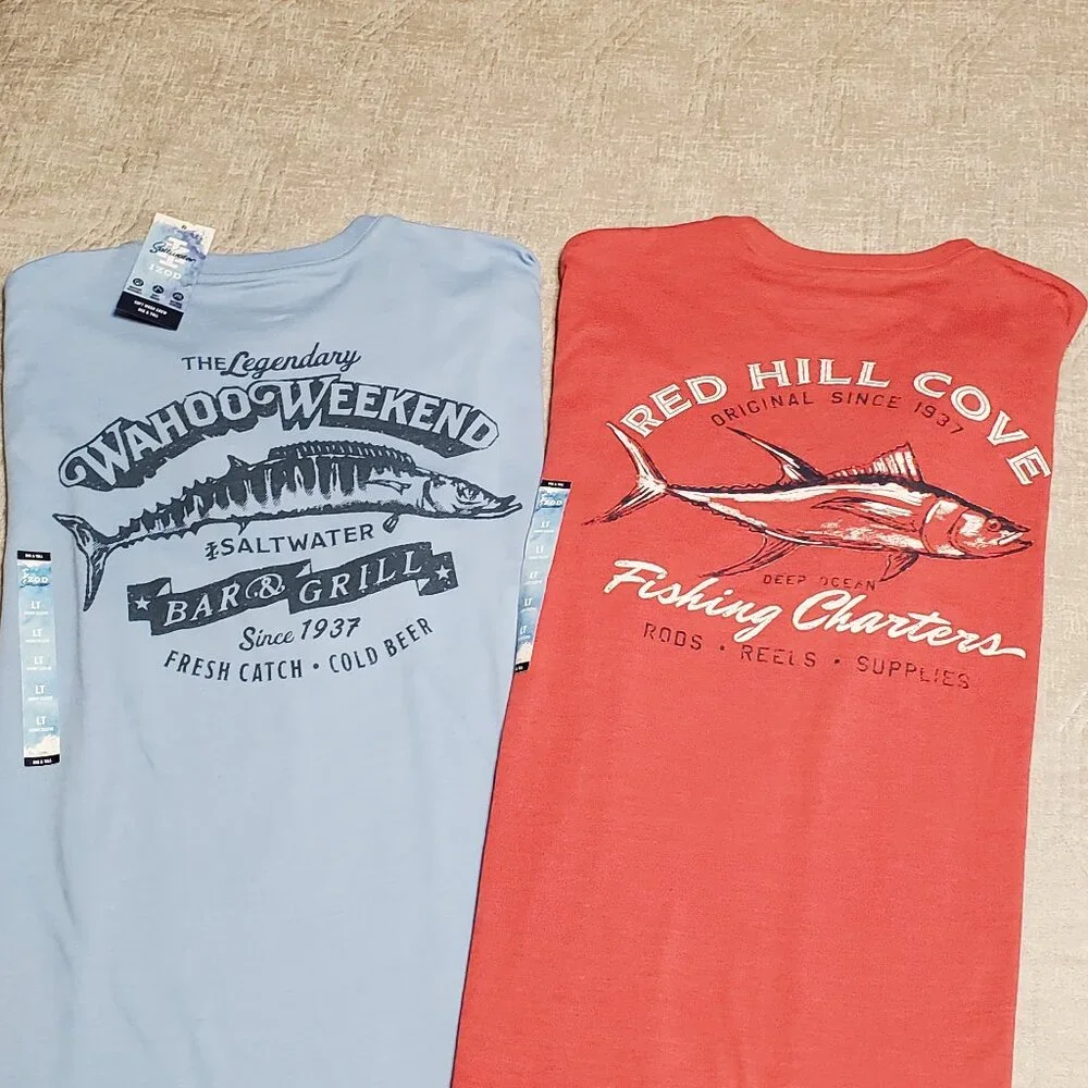 NWT! Bundle -2 Men's IZOD Saltwater Classic/Casual crew shirts Size: Large Tall - Picture 3 of 9